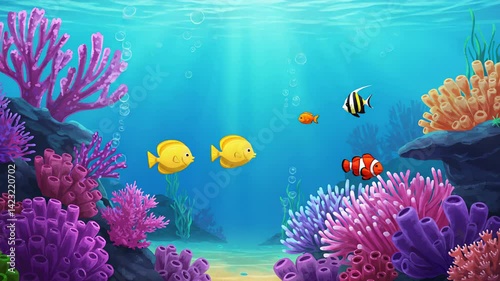 Swimming Fish Animated Underwater Scene Cartoon Style