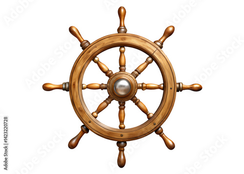 steering wheel of a ship isolated on white background