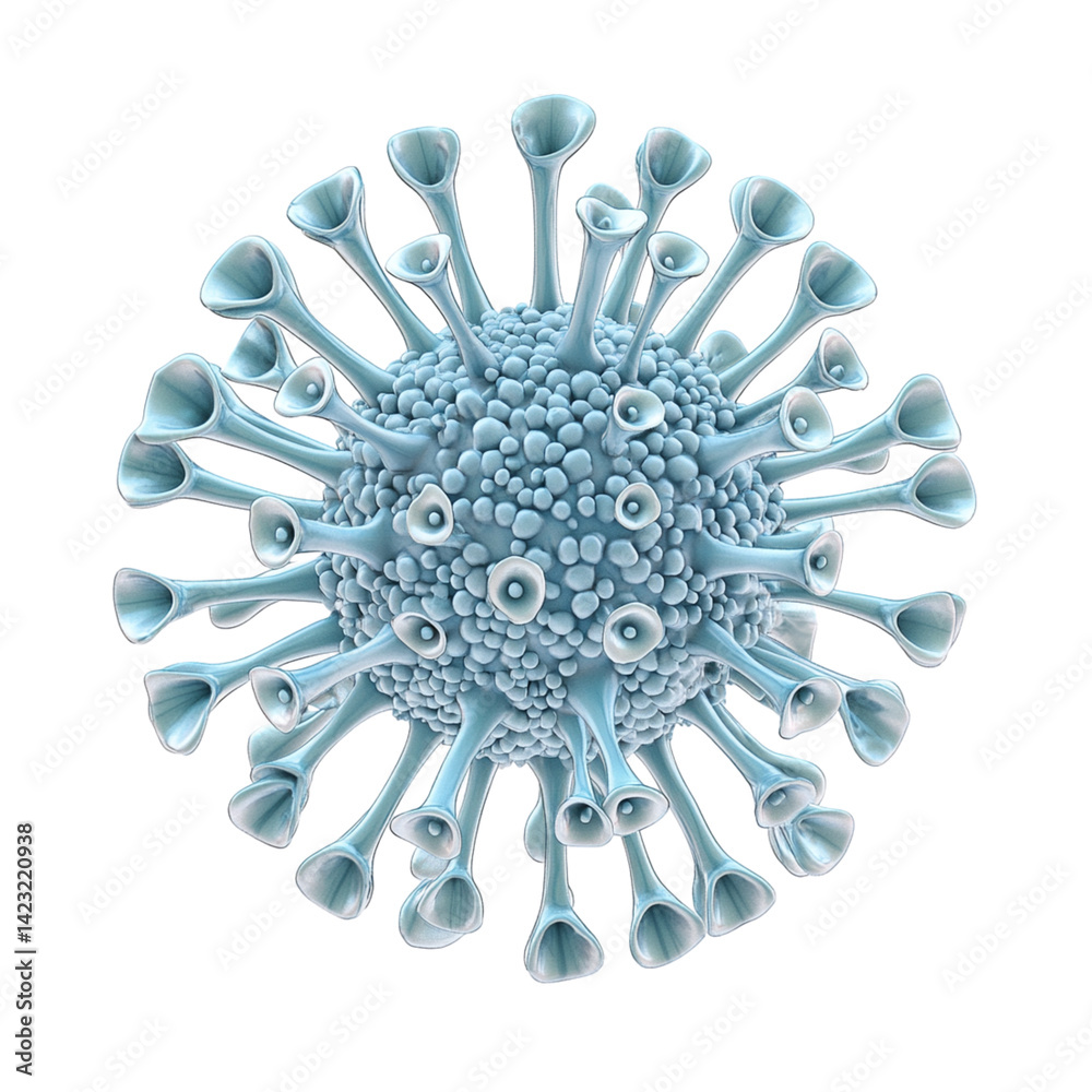 Fototapeta premium detailed illustration of virus with protruding spikes, showcasing its complex structure and design