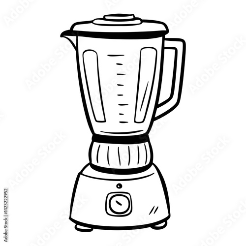 Vintage Blender Illustration in Black and White Retro Kitchen Appliance Art