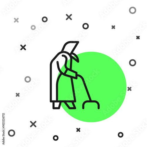 Black line Grandmother icon isolated on white background. Vector