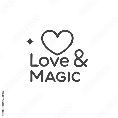 Love Magic Heart Icon with Sparkles for Romantic Fantasy Content, Wedding Graphics, Valentine's Day Materials, Enchanted Relationship Themes and Celebration Cards