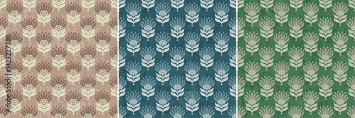 Bunch of Leaf Damask Motif Repeat Vector Traditional Pattern