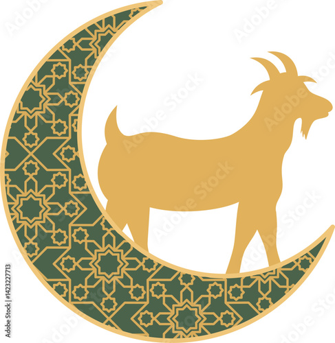 Eid al Adha crescent moon greeting vector