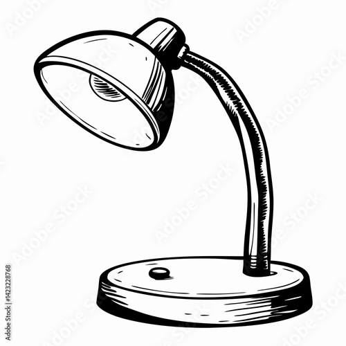 Modern desk lamp design illuminating workspace, showcasing sleek lines and functionality, representing creativity and productivity in minimalist style.