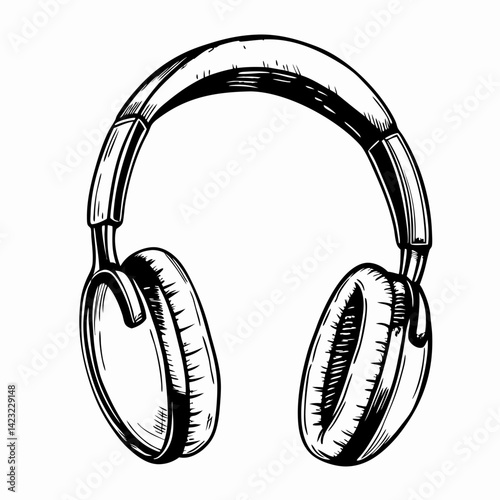 Stylish headphones illustration showcasing sleek design and comfort, emphasizing sound quality in a minimalist style, representing music enjoyment and audio experience.