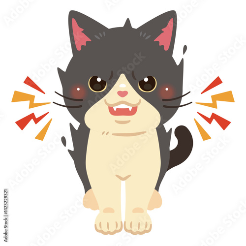 威嚇する猫のイラスト