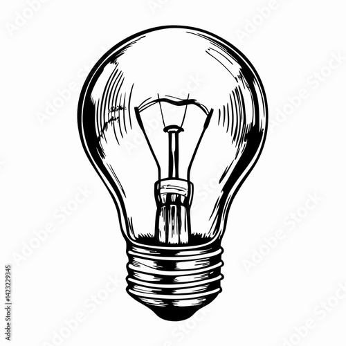 Light Bulb Illustration Symbolizing Ideas and Innovation in a Minimalist Style on a White Background