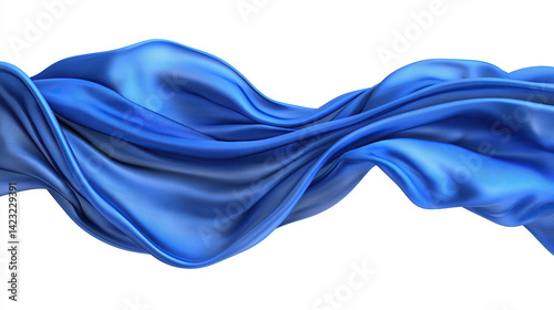 A mesmerizing swirl of cobalt blue silk, flowing gracefully like a river, evoking serenity and elegance against a clean white background.
