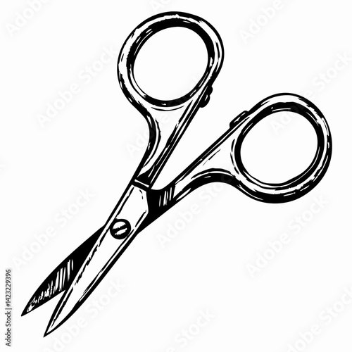 Stylish crafting scissors in action on a blank background, representing creativity, DIY projects, and artistic endeavors.