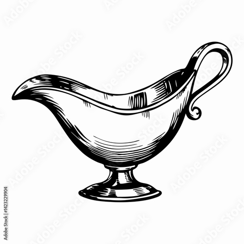 Elegant silver gravy boat showcasing classic craftsmanship and design, symbolizing culinary tradition and hospitality in modern dining settings.