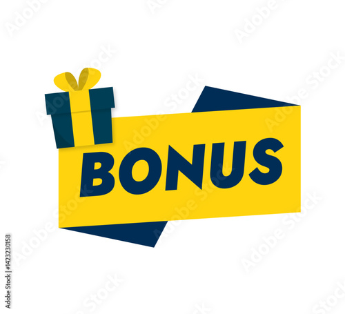 yellow with blue sticker vector design bonus banner template on white background