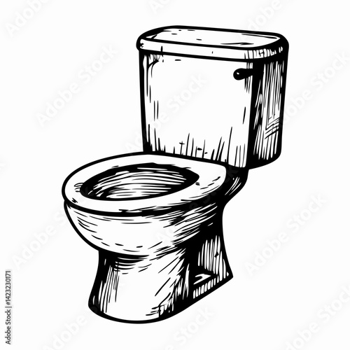 Stylish toilet illustration showcasing smooth design and clean lines against a minimalistic background, representing hygiene, comfort, and modern home decor.