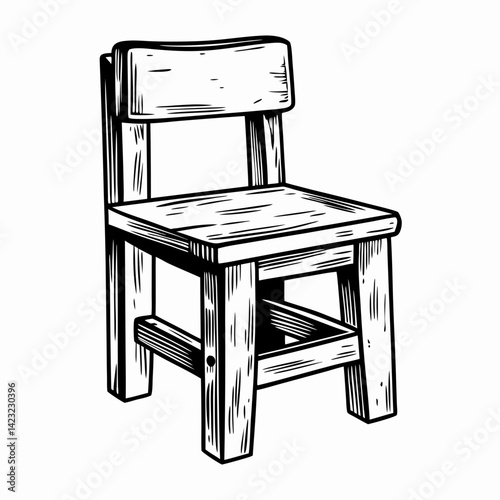 Wooden chair design showing simplicity and rustic charm in a monochrome style, representing comfort and functionality in home decor.