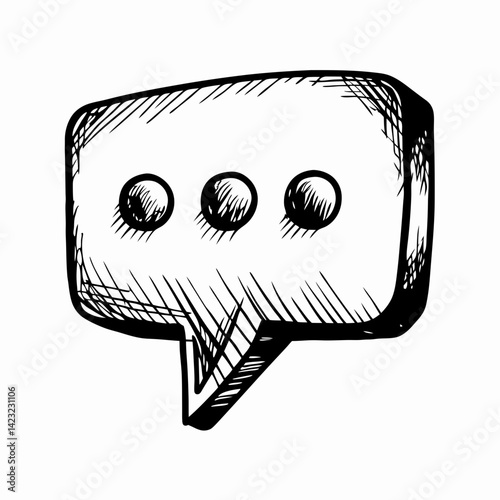 Sketchy speech bubble illustration representing communication and expression in conversation, showcasing dialogue and interaction.