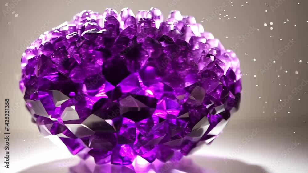 Vibrant Amethyst Crystal Cluster Close Up Shot Sparkling Gemstone Vibrant Amethyst Crystal Cluster Close Up Shot Sparkling Gemstone