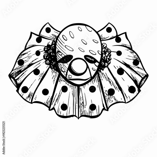 A whimsical clown illustration showing joyful expressions with playful polka-dotted attire against a simple background representing fun and entertainment.