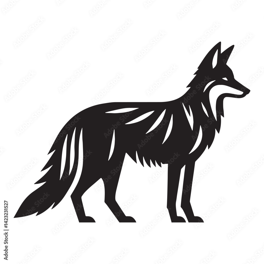 Obraz premium Sleek and sharp coyote silhouette made with modern vector lines for logos – coyote silhouette – coyote vector – coyote illustration – silhouette of coyote – coyote icon