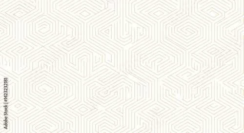 Beige Geometric Lines Creating a 3D Cube Illusion