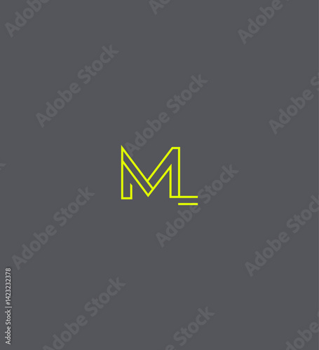 Modern Minimalist Letter ML Logo Design Graphic Art