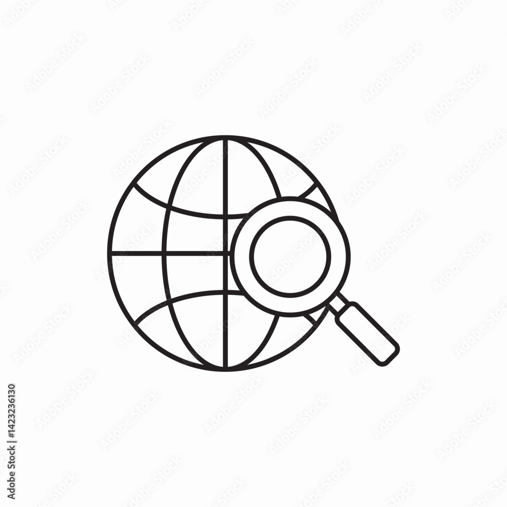 Global search world find icon vector sign Global search world find icon vector sign