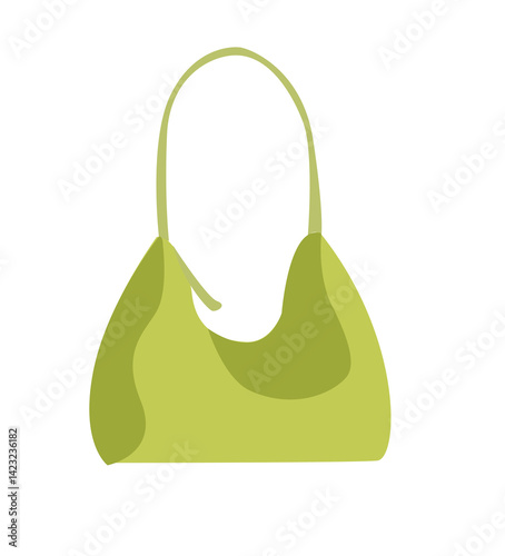  woman fashion handbag with green handles. 