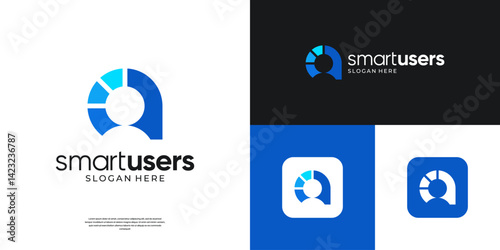 Abstract people logo template. Modern icon with user symbol logo vector.