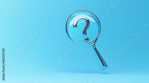Stylish magnifying glass with a question mark symbolizing curiosity and the pursuit of knowledge
