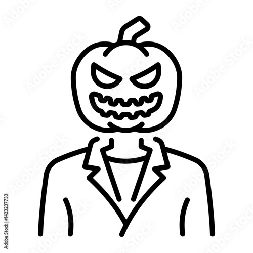 A character having pumpkin head, line style icon 