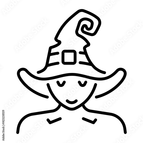 A linear style icon showing halloween witch 
