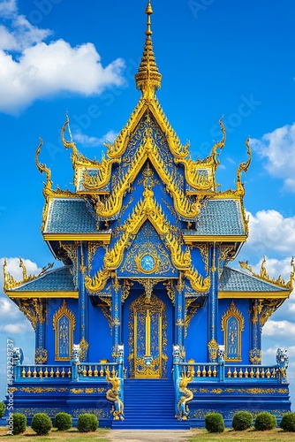 Obraz na płótnie Thai Temple Blue Structure w salonie
