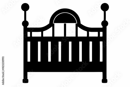 Baby Crib Silhouette Vector Illustration