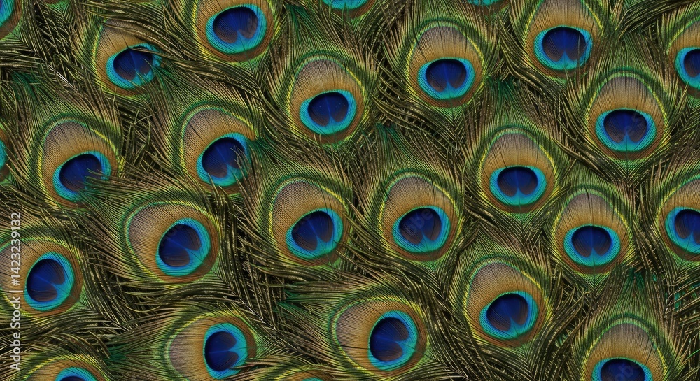 Obraz premium Metallic Highlighted Peacock Feather Design Ornate Indian Pattern Background