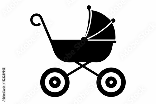 Baby Stroller Silhouette Vector Illustration