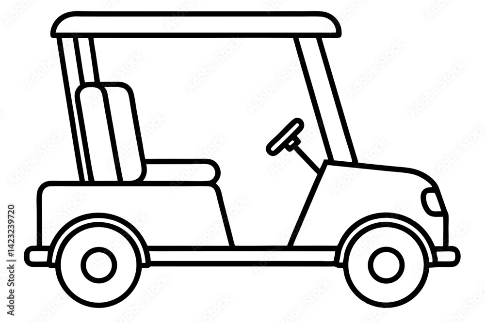 Golf Cart Line Art Vector Illustration Golf Cart Line Art Vector Illustration