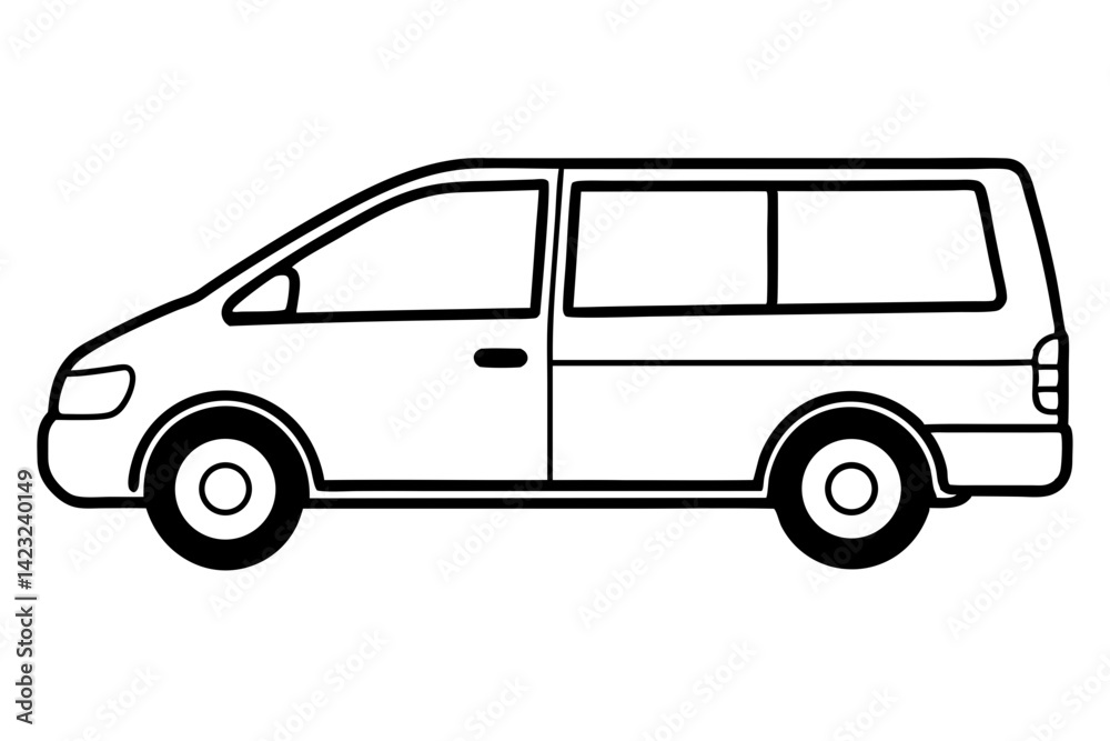 Minivan Line Art Vector Illustration Minivan Line Art Vector Illustration