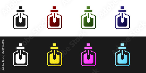 Set Perfume icon isolated on black and white background. Vector
