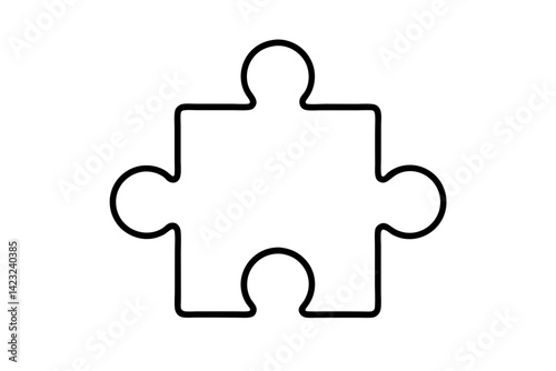 Puzzle Piece Line Art Vector Illustration
