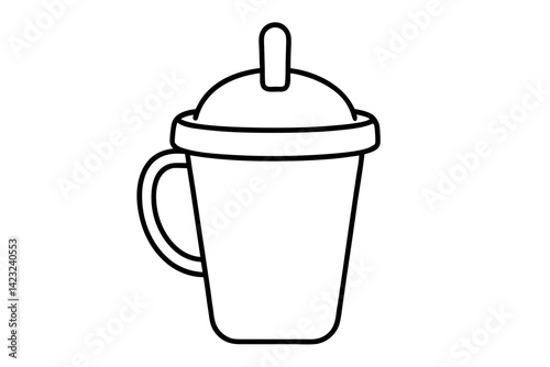 Sippy Cup Line Art Vector Illustration