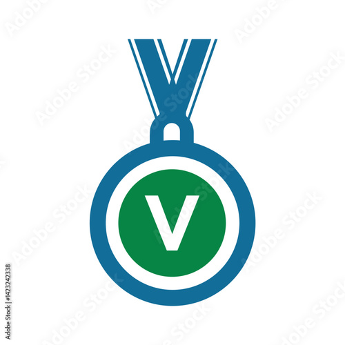Medal Logo combine with letter V vector template