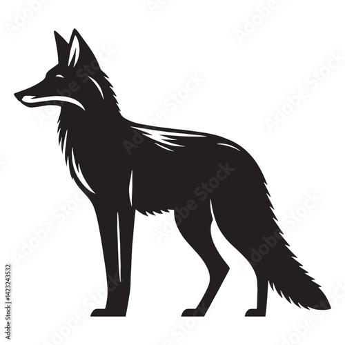 Unique jackal silhouette vector for nature-themed digital and print projects – jackal silhouette – jackal vector – jackal illustration – silhouette of jackal – jackal icon


