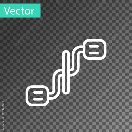 White line Bicycle pedals icon isolated on transparent background. Vector