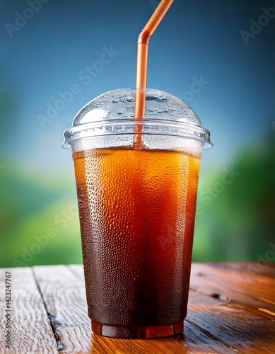 Refreshing Cold Iced Tea in a Plastic Cup for Summer