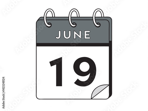 Juneteenth June 19 Calendar Icon – Freedom Day Celebration Graphic