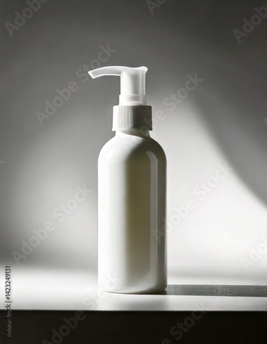 Matte Finish Cosmetic Pump Bottle Isolated on White Background