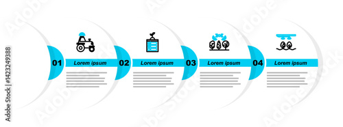 Set line Smart farm with bulb and plant, drone, farming technology and Wireless tractor smart icon. Vector