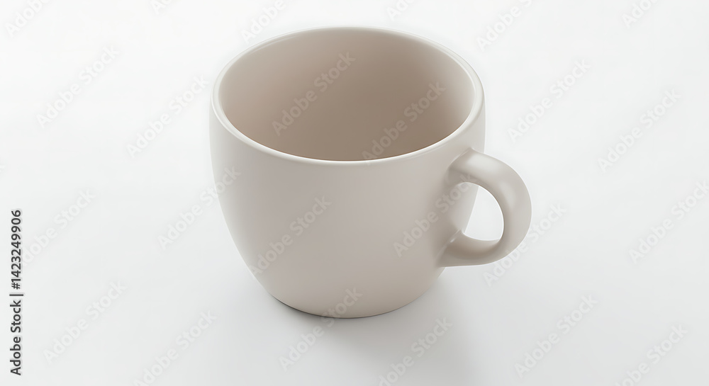 Simple Creamy Mug, Clean White Background, Minimalist Still Life Simple Creamy Mug, Clean White Background, Minimalist Still Life
