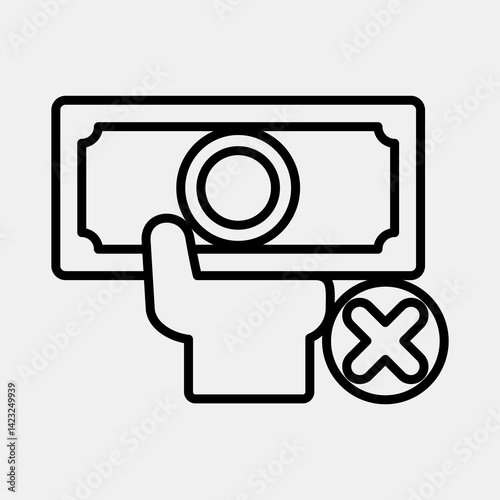 Icon cashless. Cashless society elements. Icon in line style.