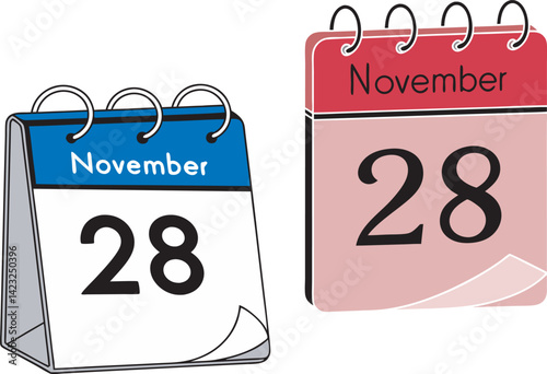 November 28 Calendar Icon Duo 