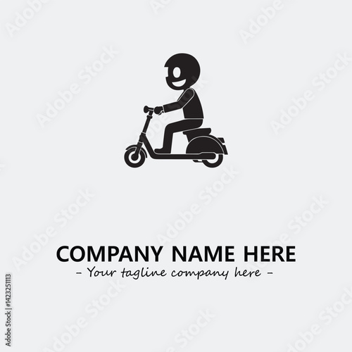 Scooter silhouette illustration black and white for logo company vector image

